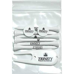 Golf Tee Polybag Combo Pack with (6) 3 1/4 Inch Tees, (2) Ball Marker and (1) Divot Tool