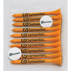 Golf Tee Polybag Combo Pack with (10) 2 3/4 Inch Tees and (2) Ball Marker