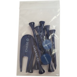Golf Tee Polybag Combo Pack with (10) 2 3/4 Inch Tees, (2) Ball Marker and (1) Divot Tool