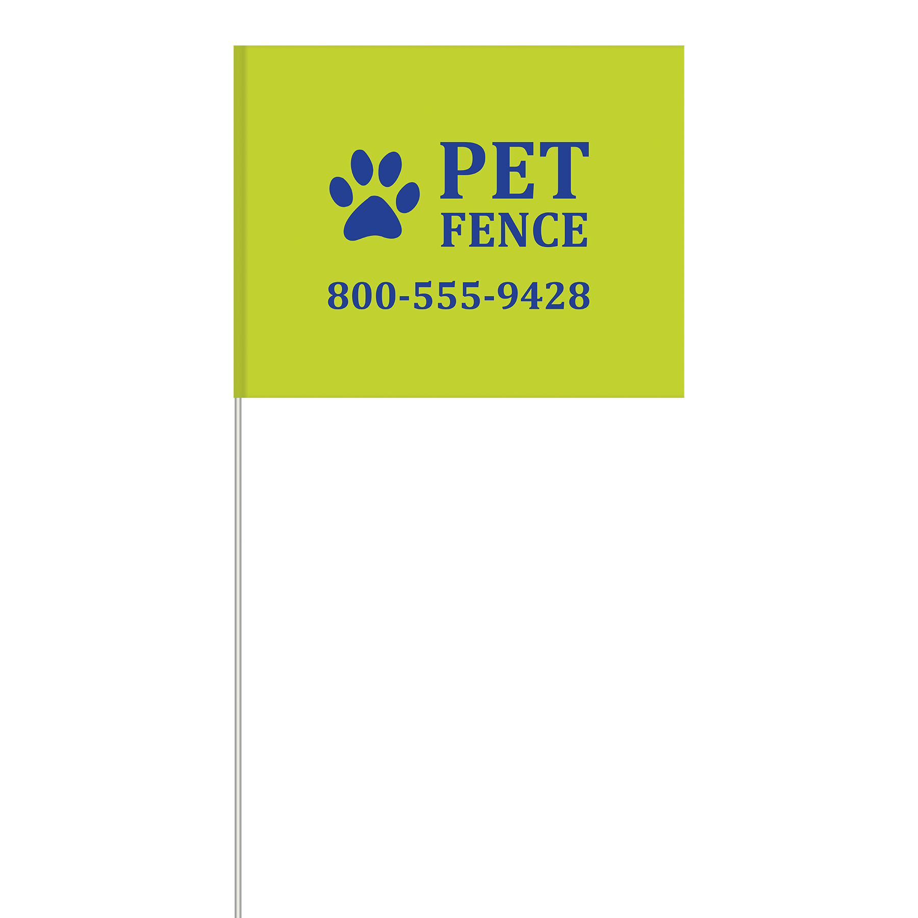 1Color 4" x 5" Custom Marking Flag w/ 18" Fiberglass Staff