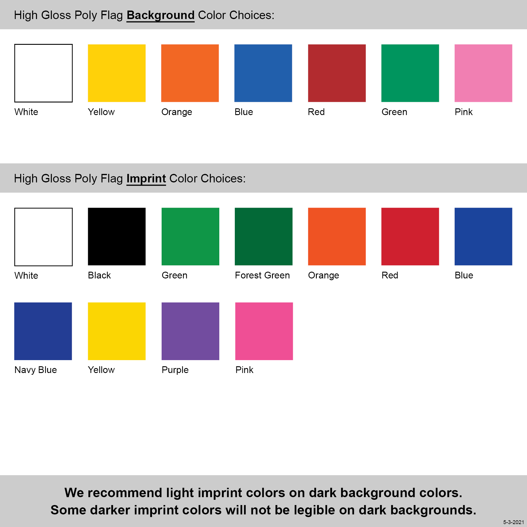 1Color 4" x 5" Custom High Gloss Polyethylene Marking Flag with 30