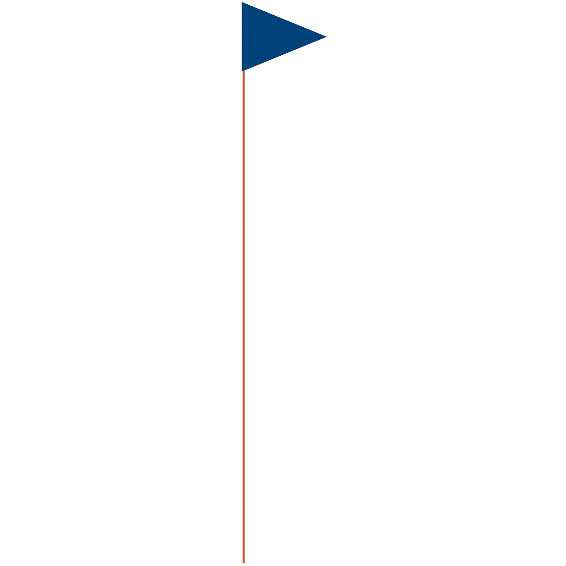 Solid Color Blue Pennant Field Flag w/Orange Staff