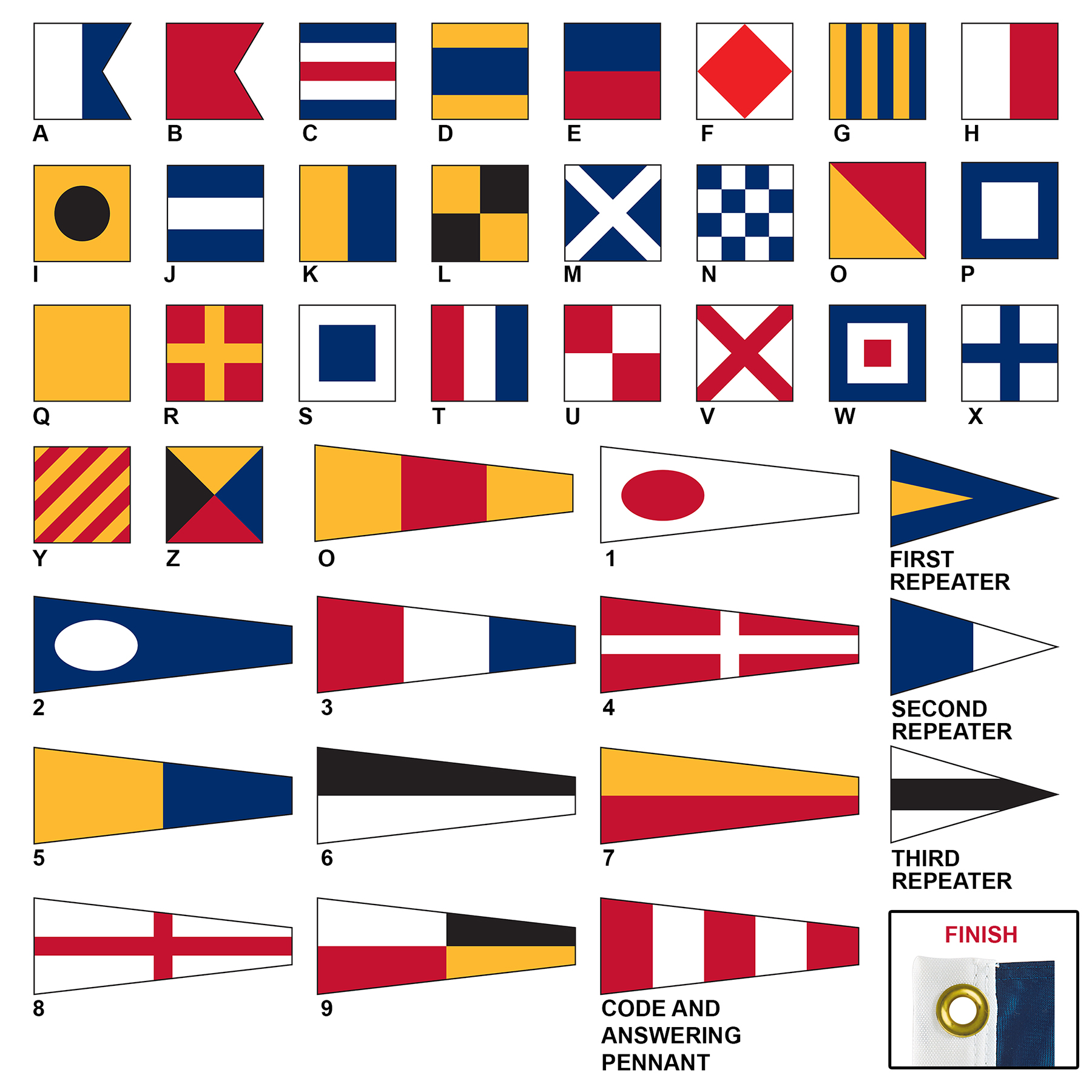 Size 7 Code Signal Flag Set with Heading & Grommets