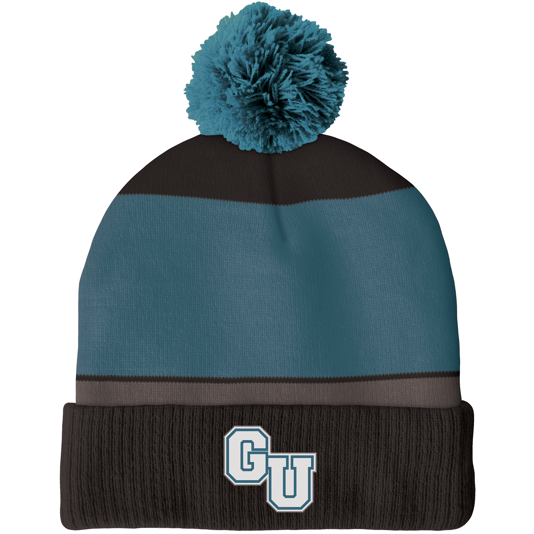 Quality Knit Polyester Beanie With Pom RNF Sewn Patch On