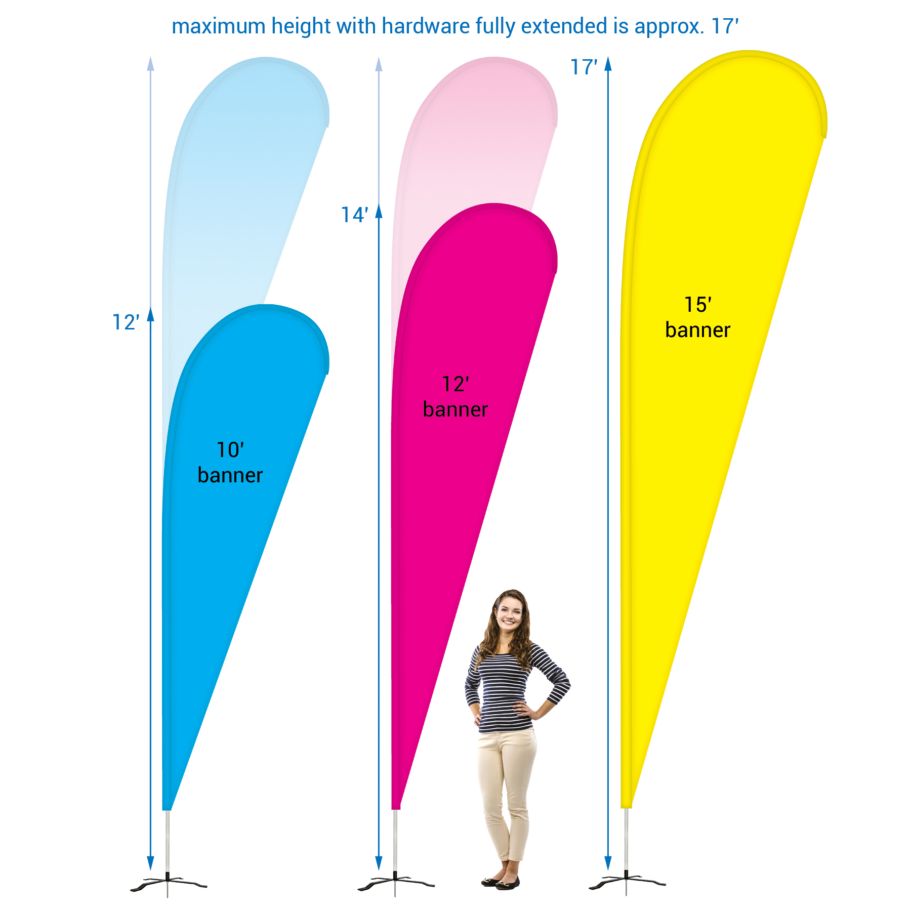 12' Double Sided Teardrop Banner w/ Premium Hardware & Base