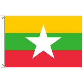 myanmar 6' x 10' outdoor nylon flag w/ heading & grommets
