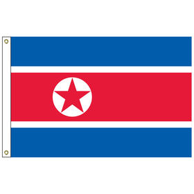 north korea 6' x 10' outdoor nylon flag w/heading & grommets