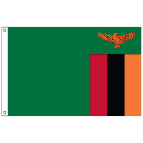 zambia 6' x 10' outdoor nylon flag w/ heading & grommets