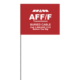 1-color 4" x 5" custom high gloss polyethylene marking flag with 21" wire staff