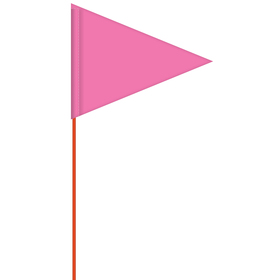 solid color pink pennant field flag w/orange staff