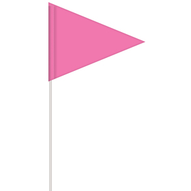solid color pink pennant field flag w/white staff