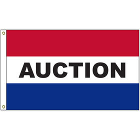 auction 3' x 5' message flag with heading and grommets