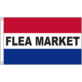 flea market 3' x 5' message flag with heading and grommets