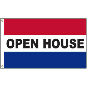 open house 3' x 5' message flag with heading and grommets