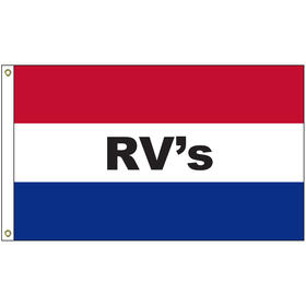 rv's 3' x 5' message flag with heading and grommets