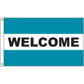 welcome 3' x 5' message flag with heading and grommets