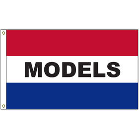 models 3' x 5' message flag with heading and grommets