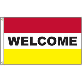 welcome 3' x 5' message flag with heading and grommets