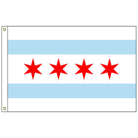 3' x 5' chicago nylon flag w/ heading & grommets