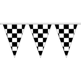 12" x 18" black & white checkered 4 mil. 60' pennant strings