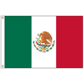 mexico 5' x 8' outdoor nylon flag w/ heading & grommets