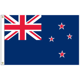 new zealand 2' x 3' outdoor nylon flag with heading and grommets