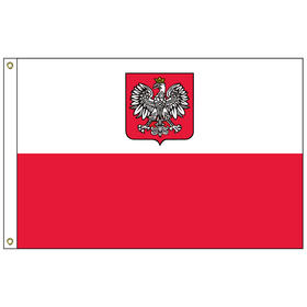 poland with seal 3' x 5' outdoor nylon flag w/ heading & grommets