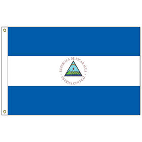 nicaragua w/ seal  3' x 5' outdoor nylon flag w/ heading & grommets