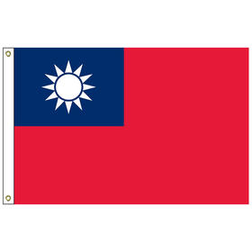 china-taiwan 5' x 8' outdoor nylon flag w/heading & grommets