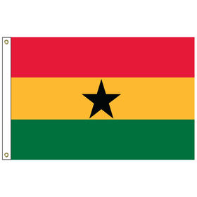 ghana 5' x 8' outdoor nylon flag w/ heading & grommets