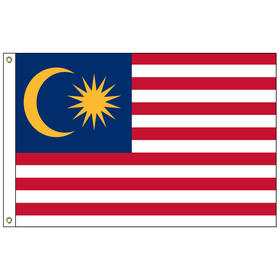 malaysia 3' x 5' outdoor nylon flag w/ heading & grommets