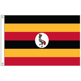 uganda 3' x 5' outdoor nylon flag w/ heading & grommets