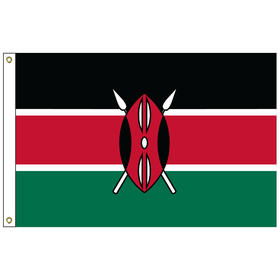 kenya 5' x 8' outdoor nylon flag w/ heading & grommets