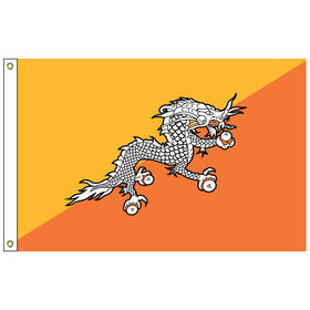 bhutan 2' x 3' outdoor nylon flag w/ heading & grommets