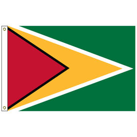 guyana 2' x 3' outdoor nylon flag with heading and grommets