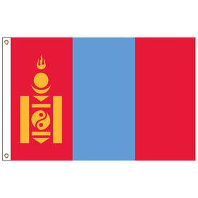 mongolia 2' x 3' outdoor nylon flag with heading and grommets