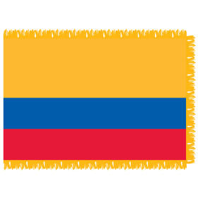colombia 3' x 5' indoor nylon flag w/ pole sleeve & fringe