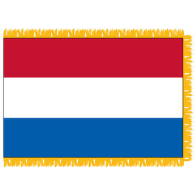 netherlands 3' x 5' indoor nylon flag w/pole sleeve & fringe