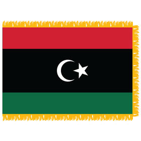 libya 3' x 5' indoor nylon flag w/ pole sleeve & fringe