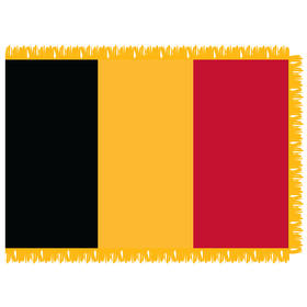 belgium 4' x 6' indoor flag w/ pole sleeve & fringe
