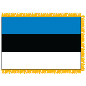 estonia 3' x 5' indoor nylon flag w/ pole sleeve & fringe