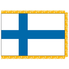 finland 3' x 5' indoor nylon flag w/ pole sleeve & fringe