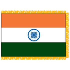india 3' x 5' indoor nylon flag w/ pole sleeve & fringe
