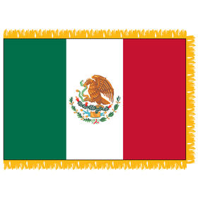 mexico 3' x 5' indoor nylon flag w/ pole sleeve & fringe