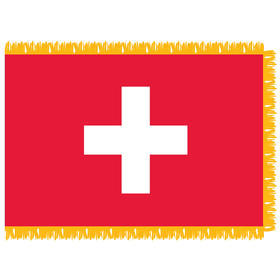 switzerland 3' x 5' indoor nylon flag w/pole sleeve & fringe