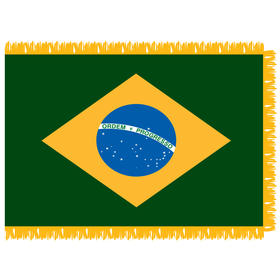 brazil 3' x 5' indoor flag w/ pole sleeve & fringe