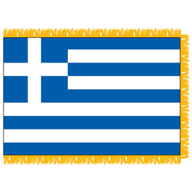 greece 3' x 5' indoor nylon flag w/ pole sleeve & fringe