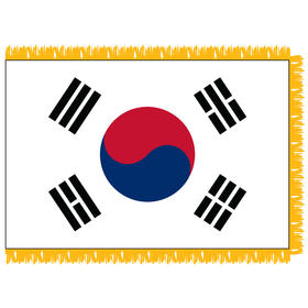 south korea 3' x 5' indoor nylon flag w/ pole sleeve & fringe