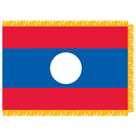 laos 3' x 5' indoor nylon flag w/ pole sleeve & fringe