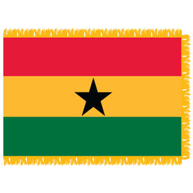 ghana 3' x 5' indoor nylon flag w/ pole sleeve & fringe